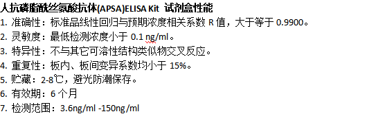 人抗磷脂酰絲氨酸抗體(APSA)elisa試劑盒 人抗磷脂酰絲氨酸抗體(APSA)elisa試劑盒